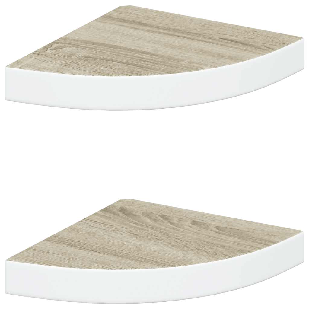Schwebende Eckregale 2 Stk. Hochglanz-Weiß 25x25x3,8 cm MDF