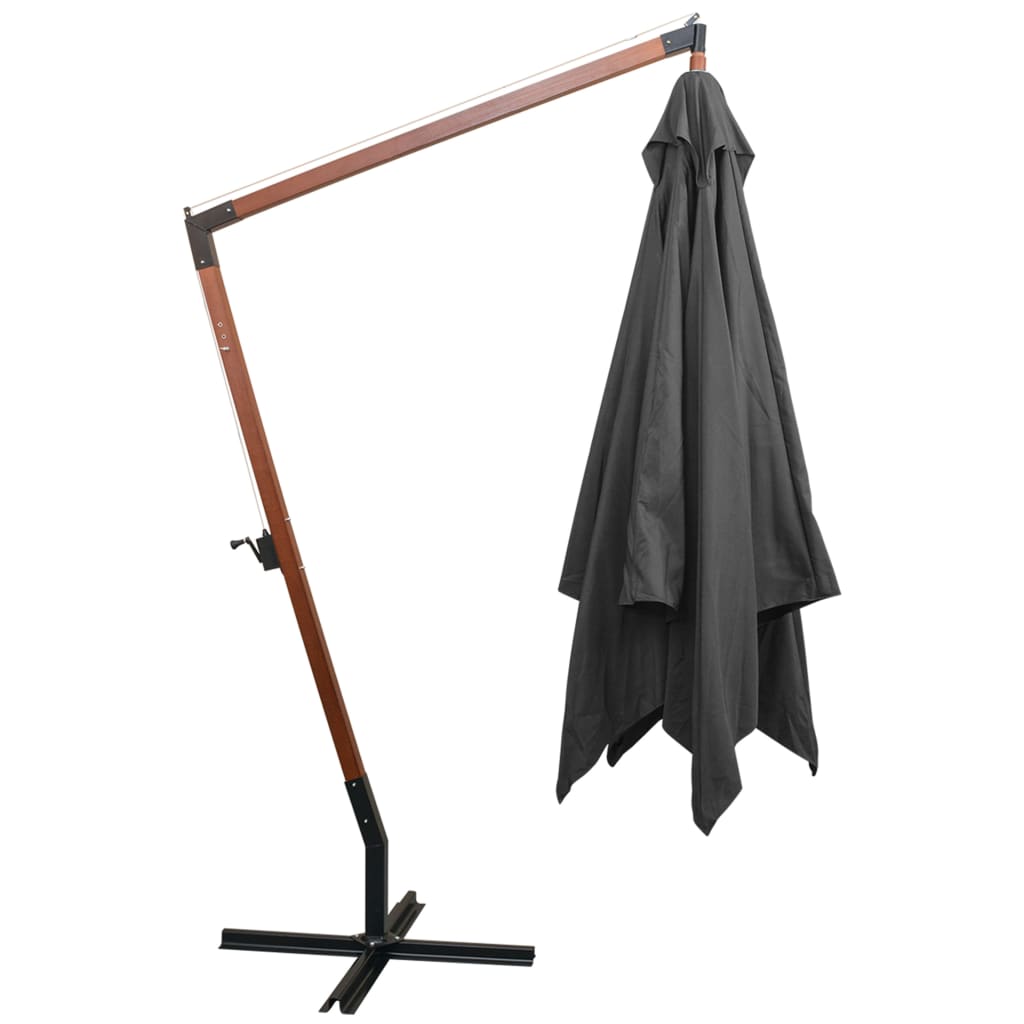 Ampelschirm mit Mast Anthrazit 3,5x2,9 m Massivholz Tanne