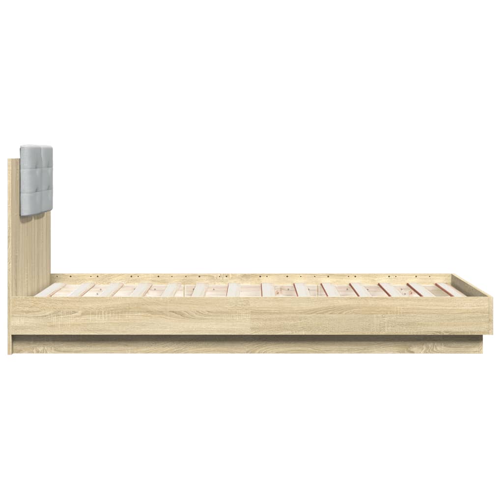 Bettgestell mit Kopfteil Grau Sonoma 180x200 cm Holzwerkstoff
