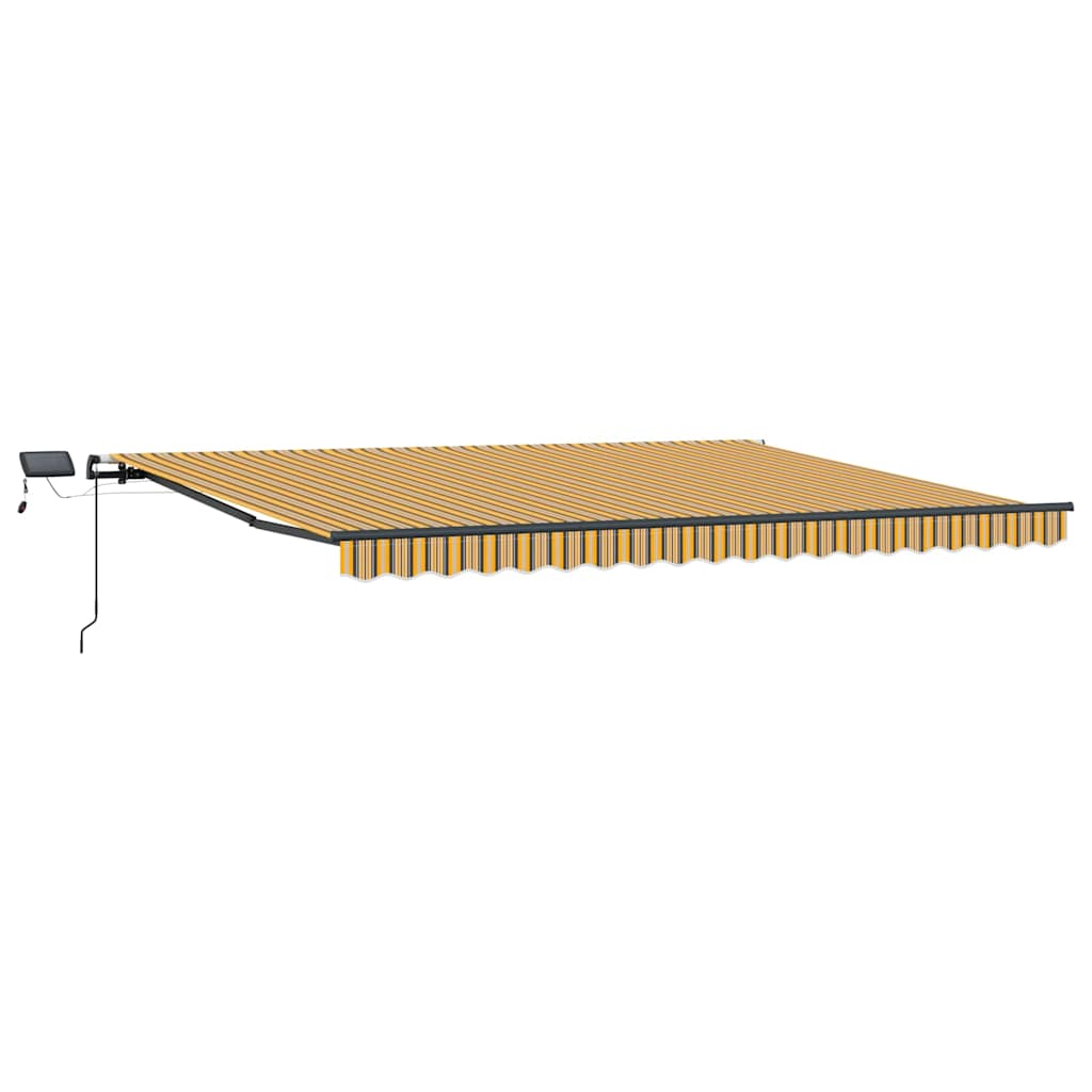 Markise Manuell Einziehbar mit LED 300x250 cm Blau und Weiß