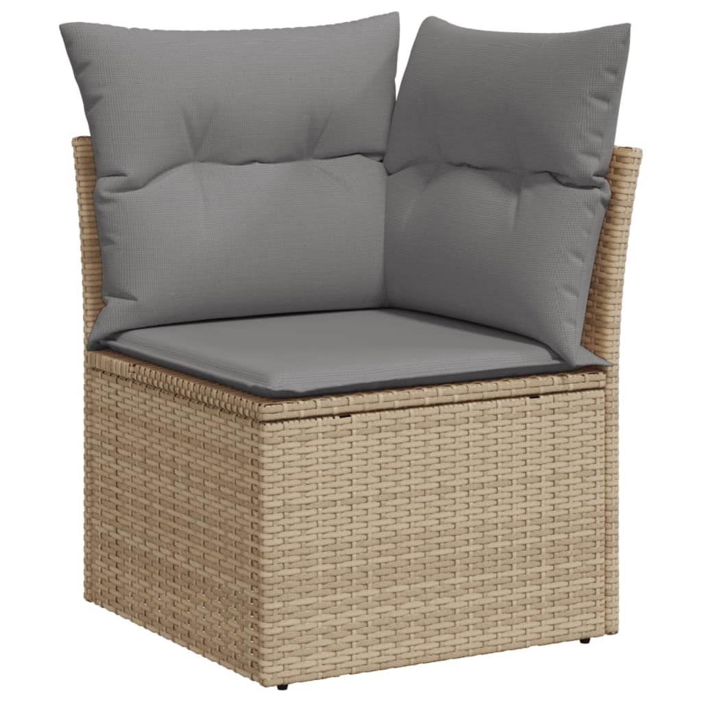 10-tlg. Garten-Sofagarnitur mit Kissen Schwarz Poly Rattan