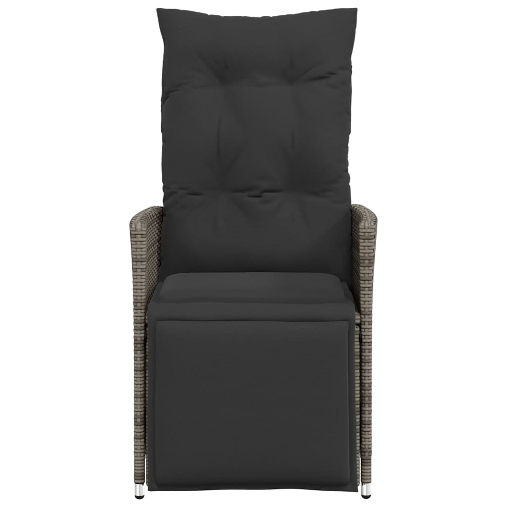 Gartensessel Verstellbar mit Kissen Schwarz Poly Rattan