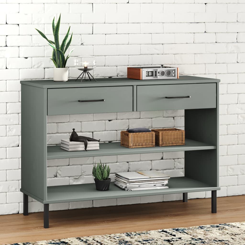 Konsolenschrank OSLO mit Metallbeinen Braun Massivholz Kiefer