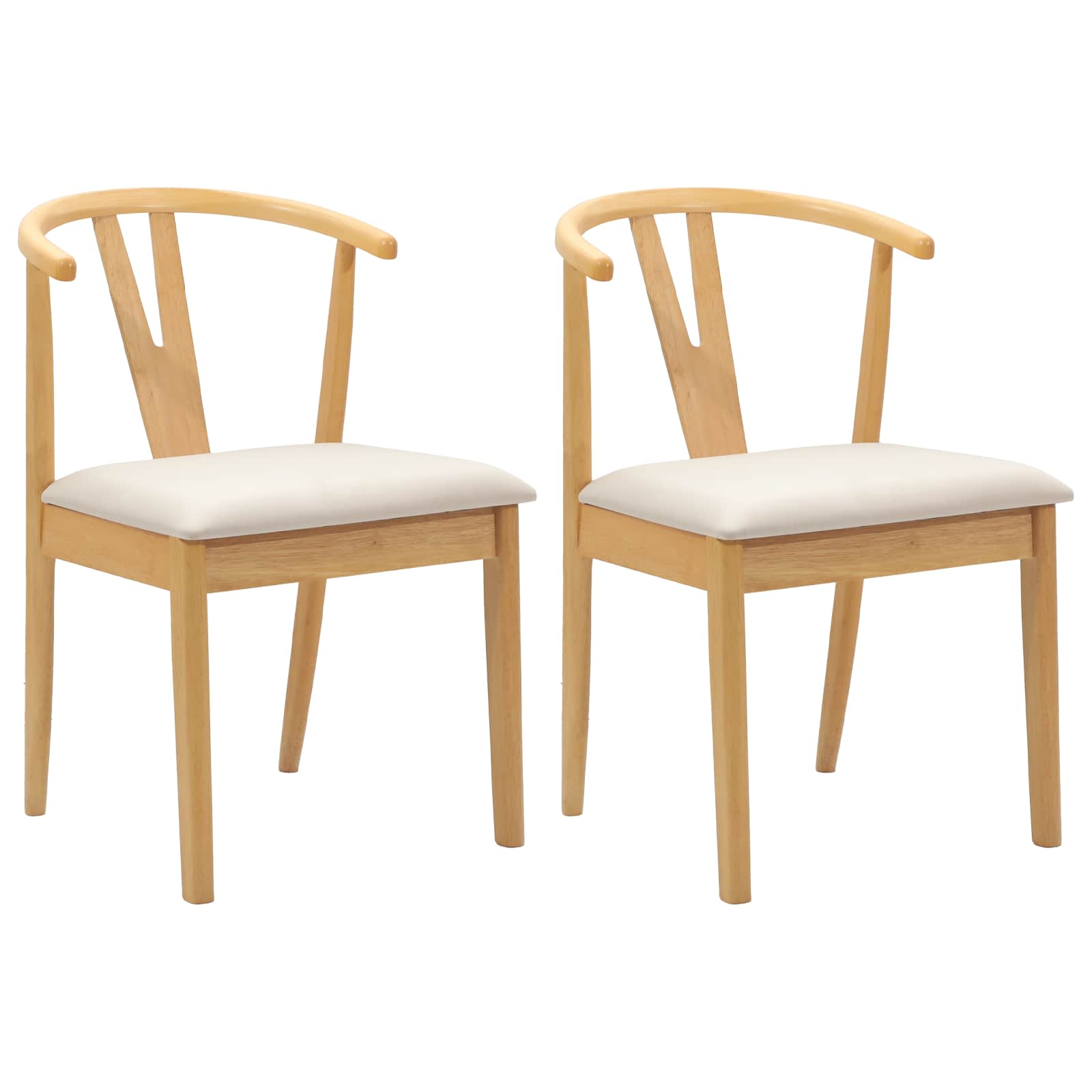 Esszimmerstuhl 2 pcs Hellbraun und hell Massives Gummiholz