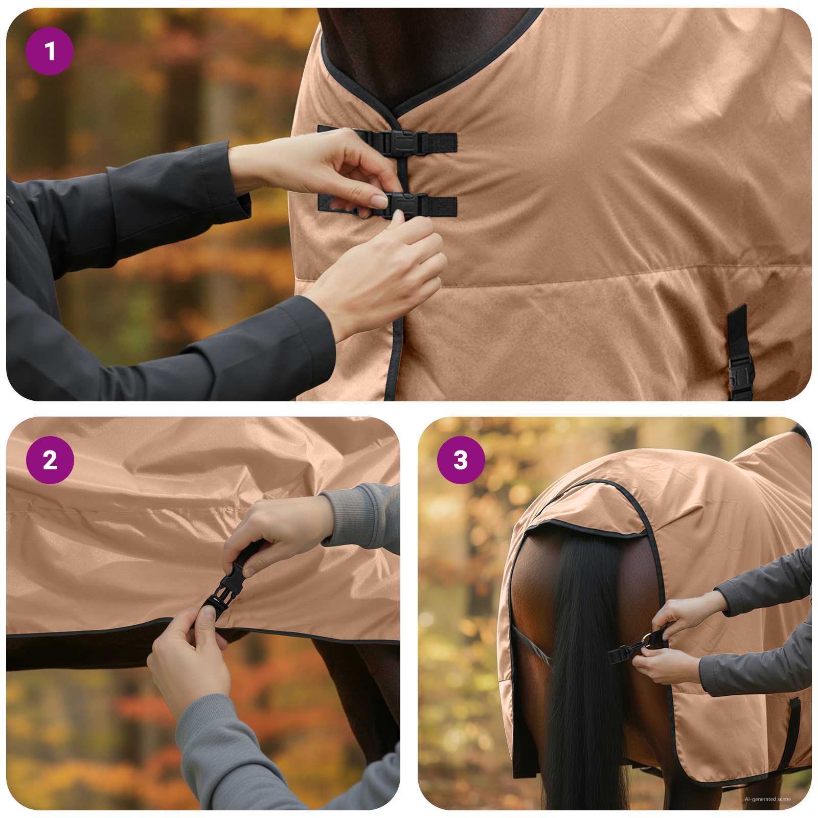 Pferdedecke Dunkelgrün und Schwarz 75 cm Polyester