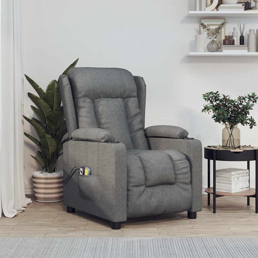 Massagesessel Elektrisch Hellgrau Stoff