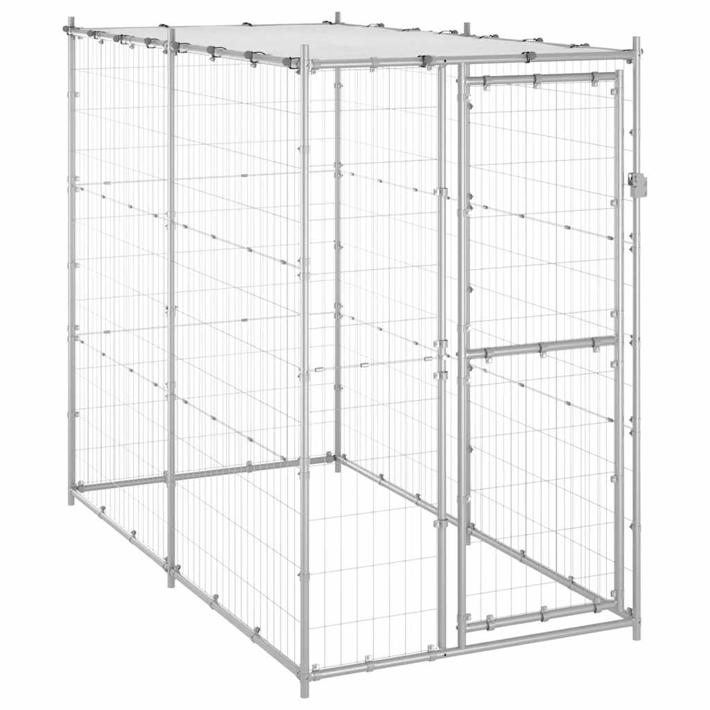 Outdoor-Hundezwinger Stahl mit Überdachung 110x220x180 cm