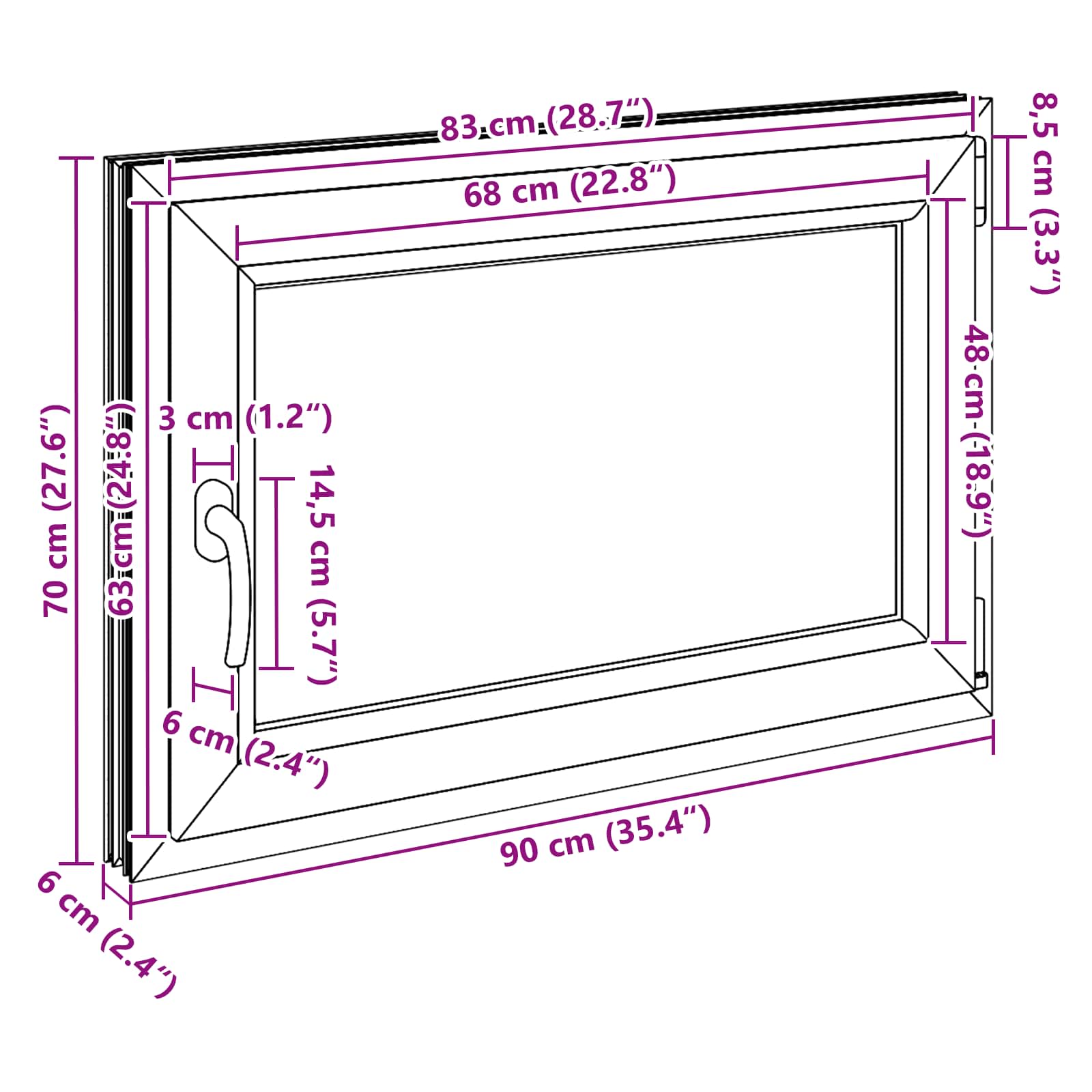 Kellerfenster RISOR 50 x 50 cm PVC und Glas Weiß