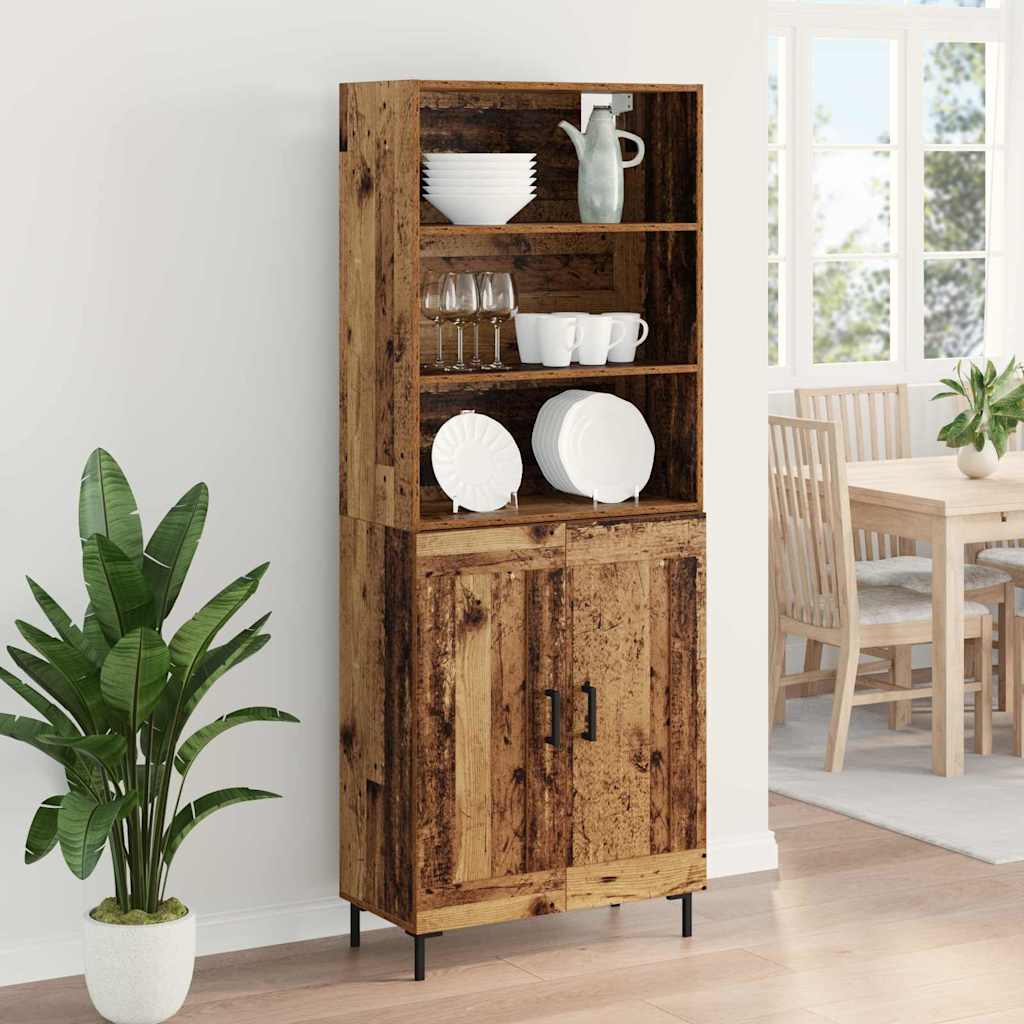 Highboard Hochglanz-Weiß 69,5x34x180 cm Holzwerkstoff