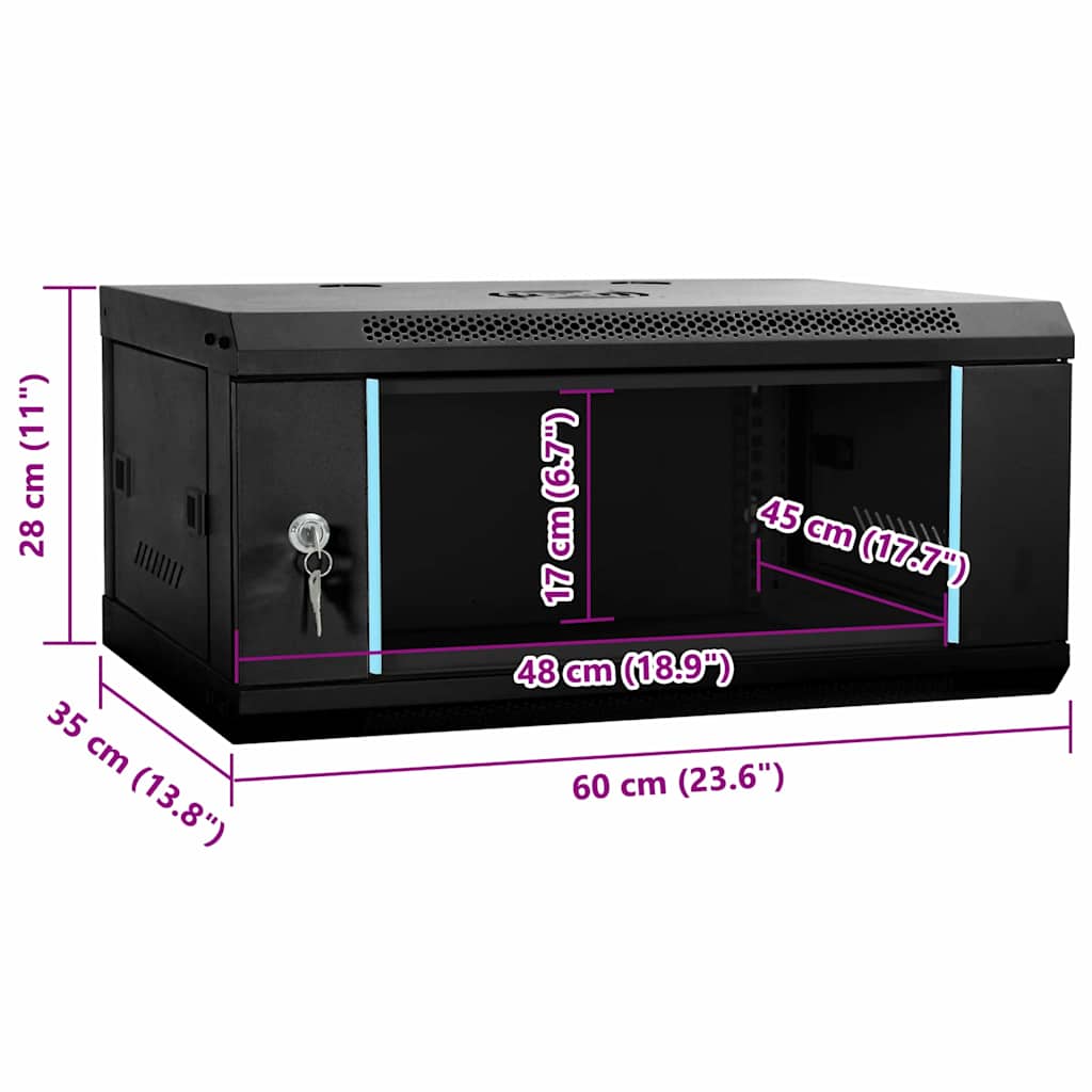 Netzwerkschrank mit Speicher Grau 60 x 45 x 28 cm Stahl