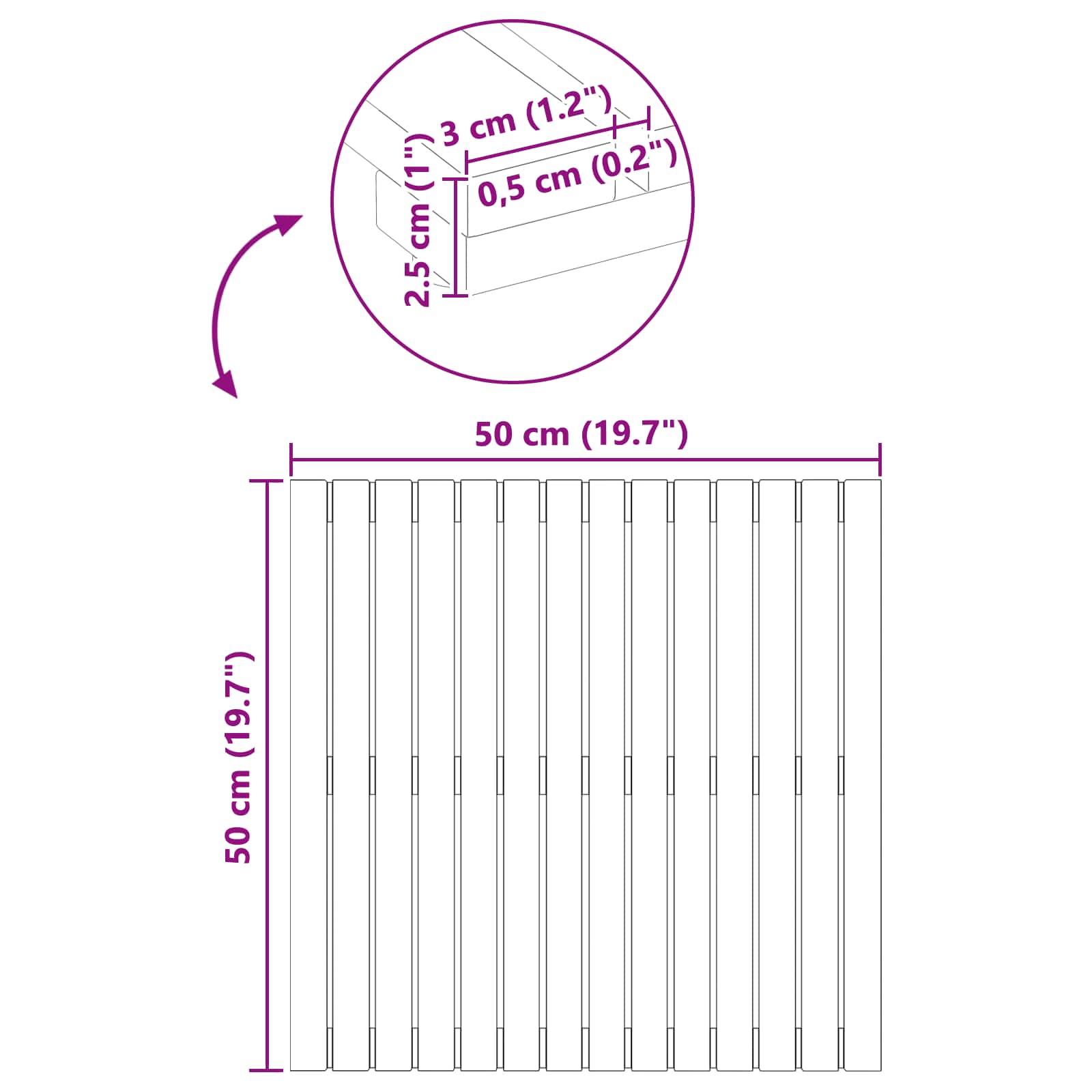 Badematte Uni Braun 60 x 40 cm Massives Akazienholz