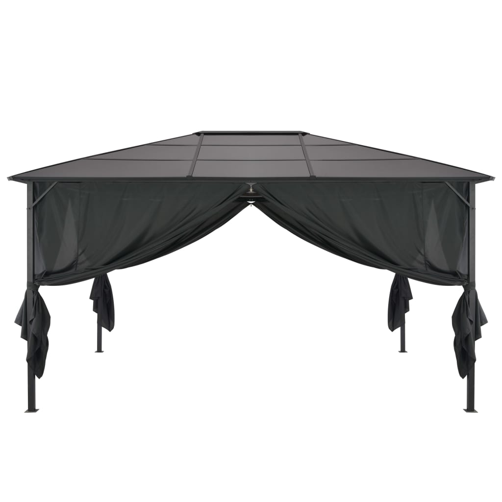 Gartenpavillon mit Vorhang Aluminium 3×3 m Schwarz