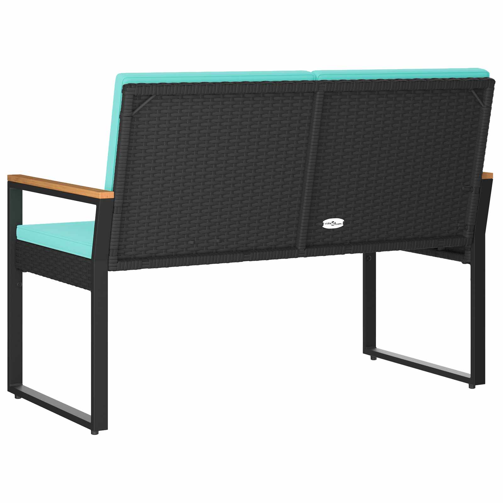 Bank Outdoor mit Kissen Schwarz 107 x 61 x 80 cm Poly-Rattan