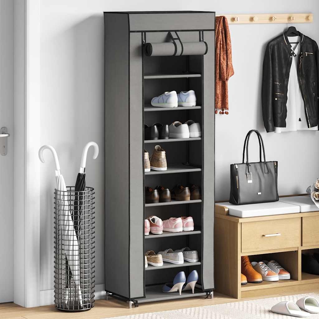 Schuhschrank mit Abdeckung Cremeweiß 57 x 29 x 162 cm Stoff