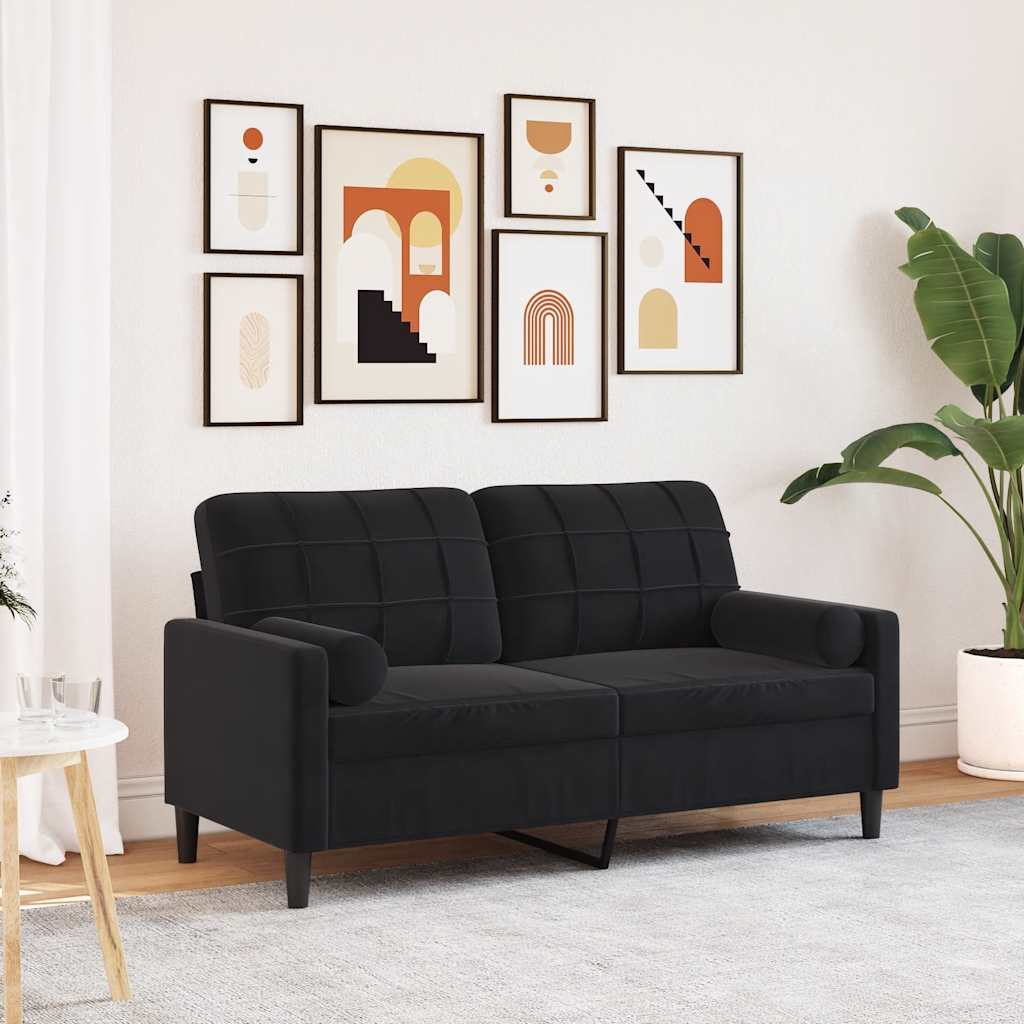 2-Sitzer-Sofa mit Zierkissen Hellgrau 120 cm Samt