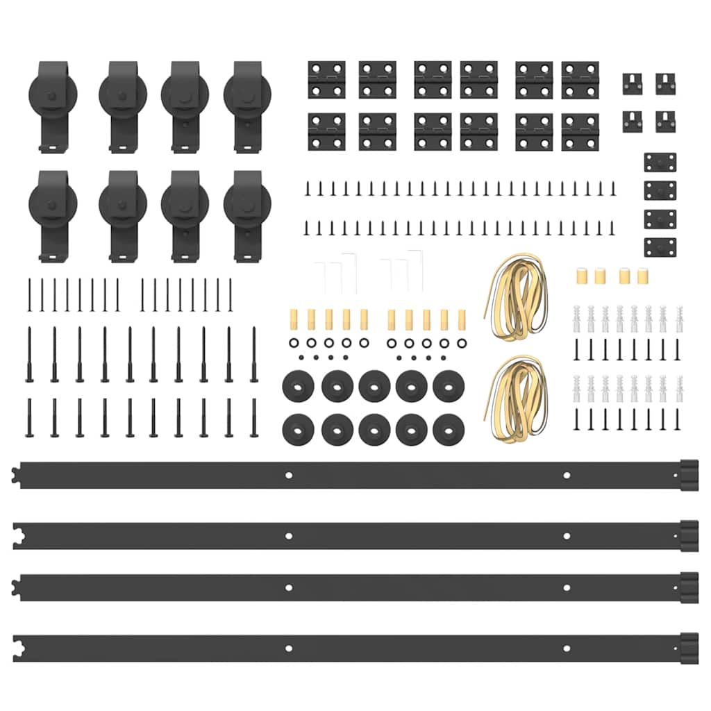 Schiebetürbeschlag-Set 366 cm Stahl Schwarz