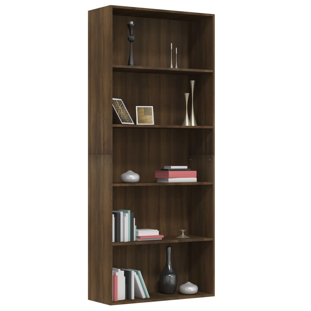 Bücherregal Schwarz Eichen-Optik 80x30x189 cm Holzwerkstoff