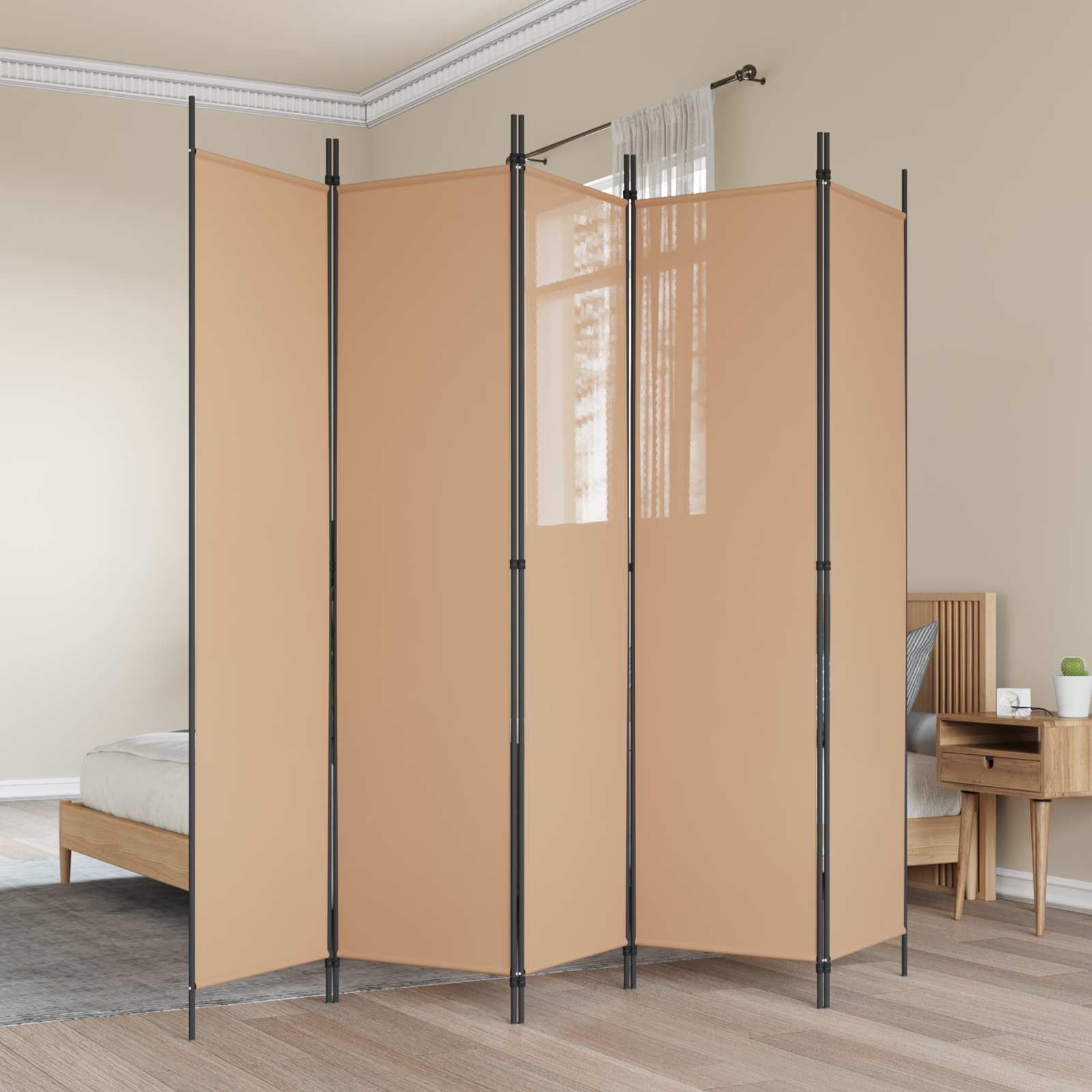 3-tlg. Paravent Schwarz 150x200 cm Stoff