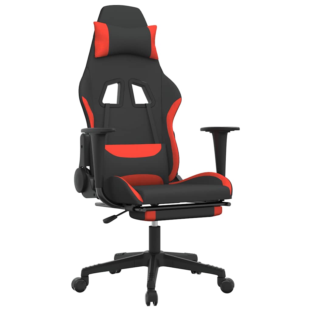 Gaming-Stuhl mit Massagefunktion Schwarz und Creme Stoff