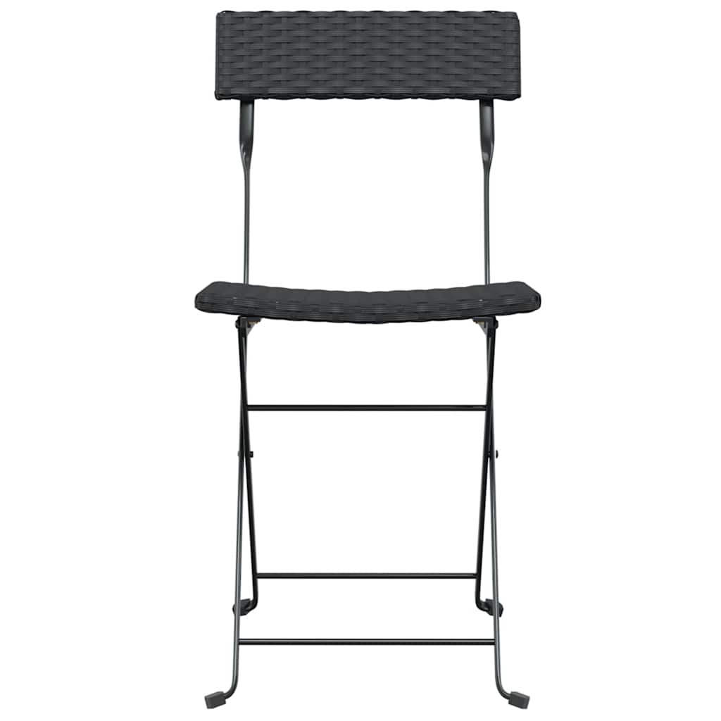 Bistrostühle 4 Stk. Klappbar Schwarz Poly Rattan und Stahl