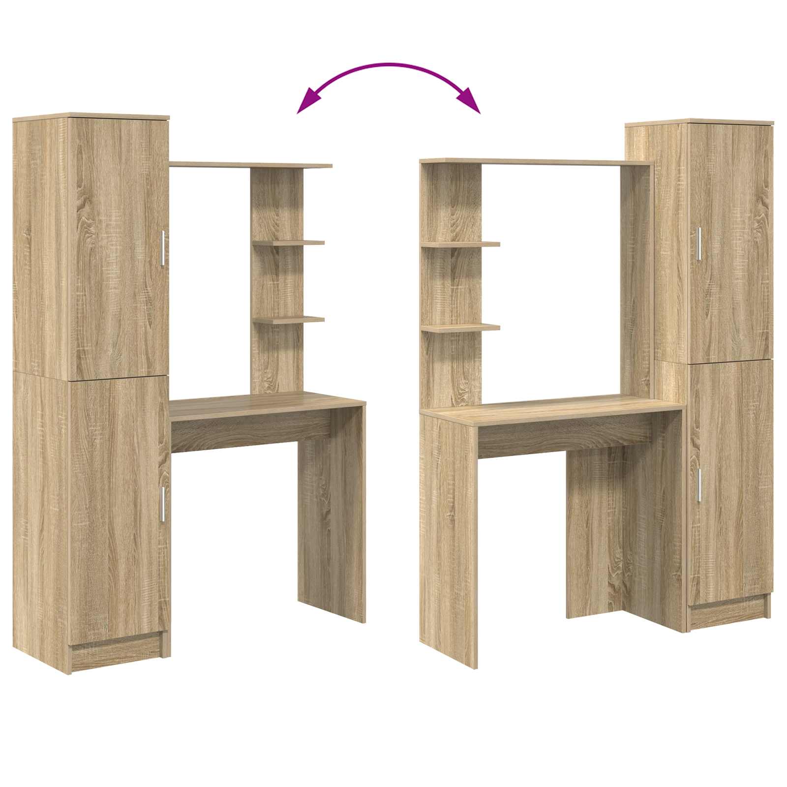 Schreibtisch 2 pcs Schwarz Eichen-Optik