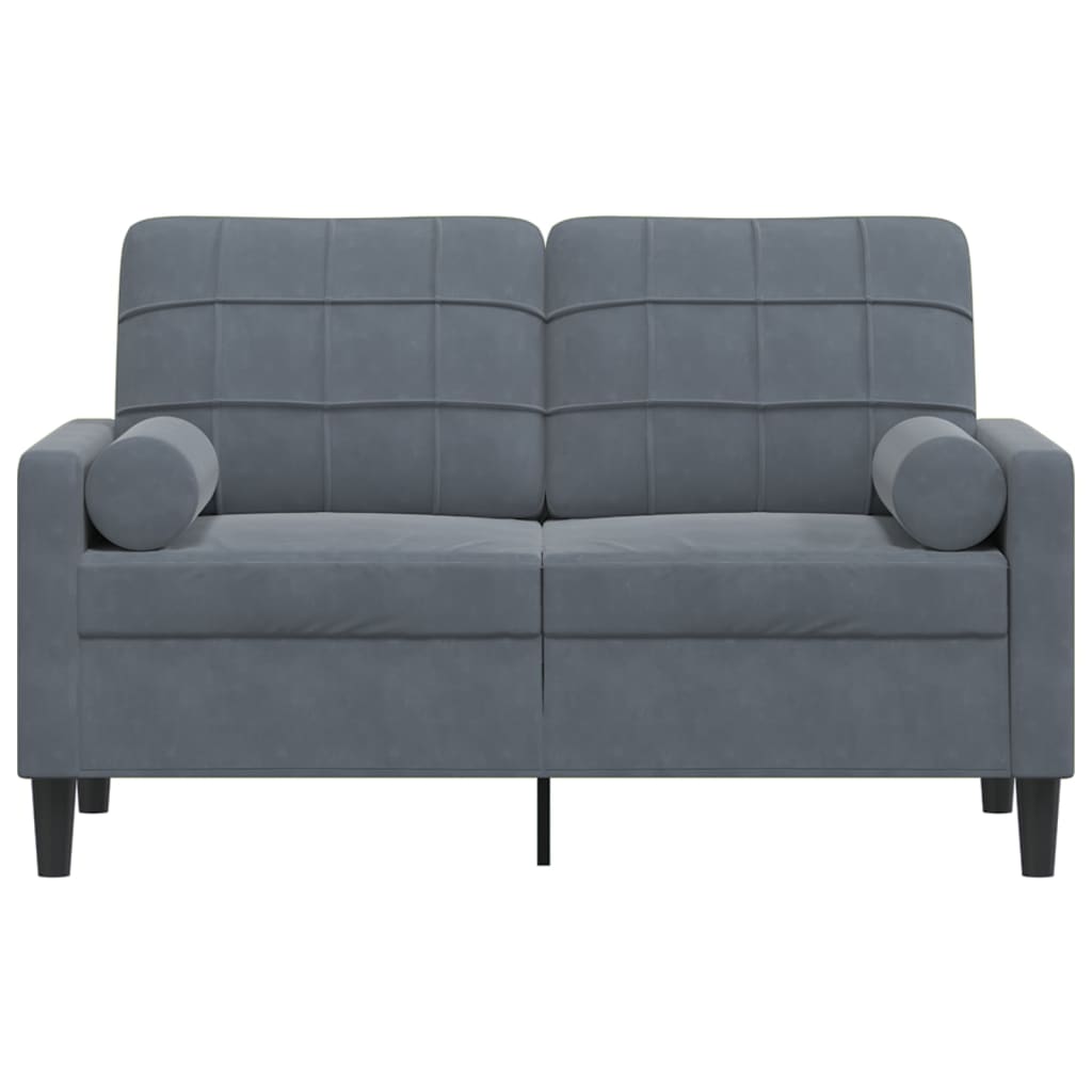 2-Sitzer-Sofa mit Zierkissen Hellgrau 120 cm Samt