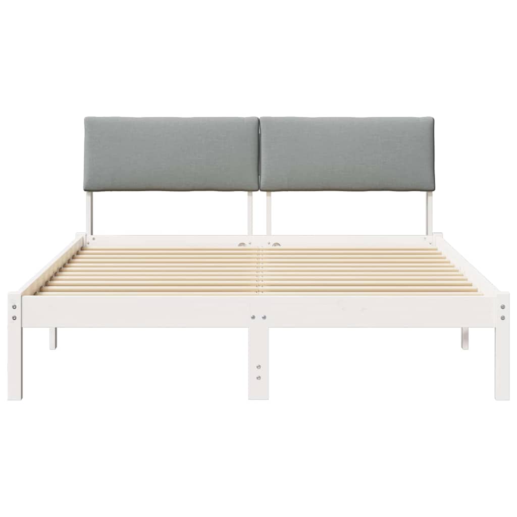 Bettgestell Braun und hellgrau 200 x 200 cm Massivholz Kiefer