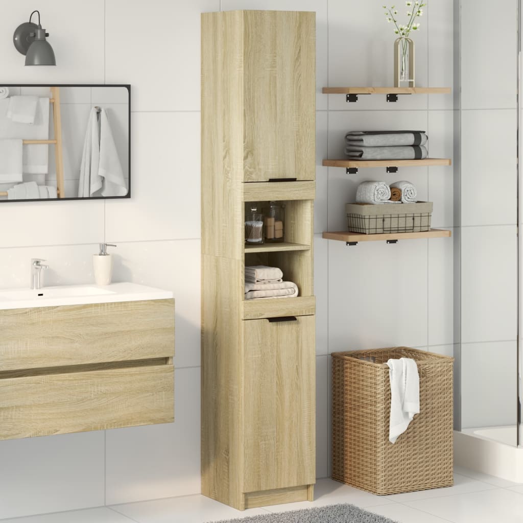 Badschrank Weiß 32x34x188,5 cm Holzwerkstoff