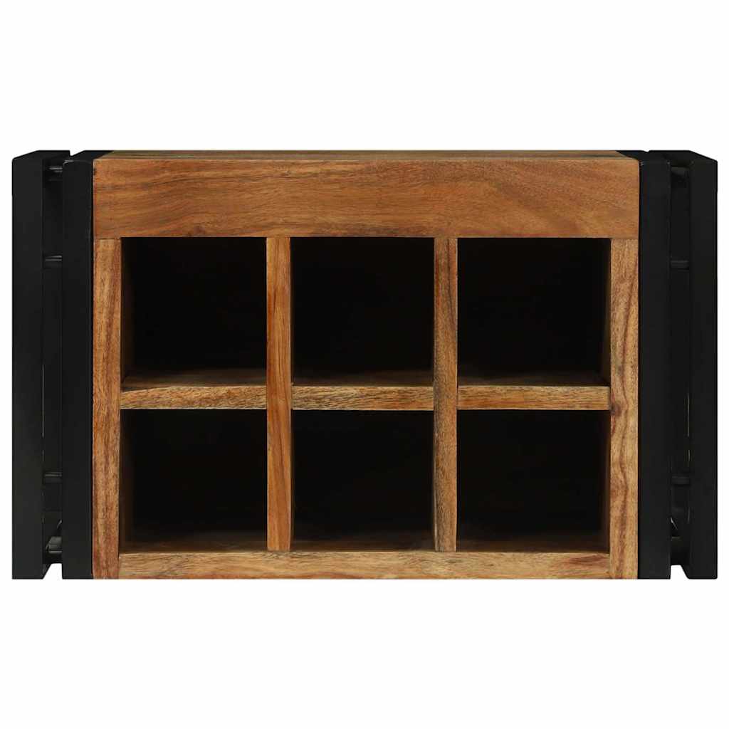 Weinregal Braun und Schwarz 35 x 35 x 39 cm Massivholz Mango