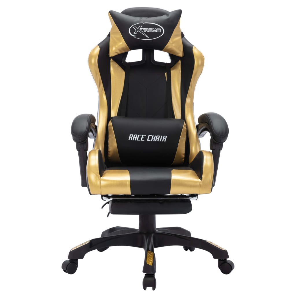 Gaming-Stuhl mit RGB LED-Leuchten Blau und Schwarz Kunstleder