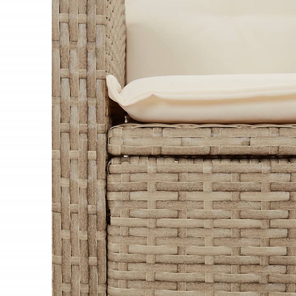 Gartensessel Verstellbar mit Kissen Schwarz Poly Rattan