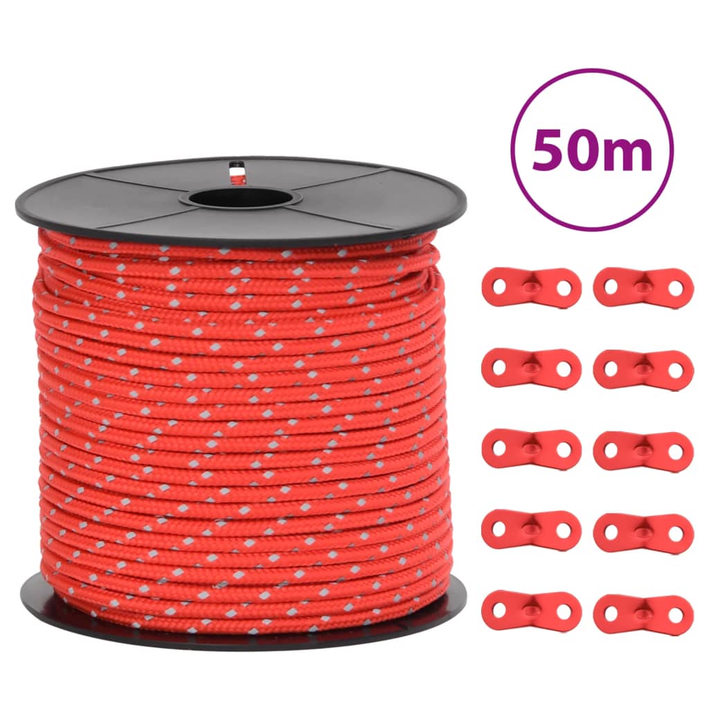 Zeltleine Reflektierend mit Seilspannern 50 m 3 mm