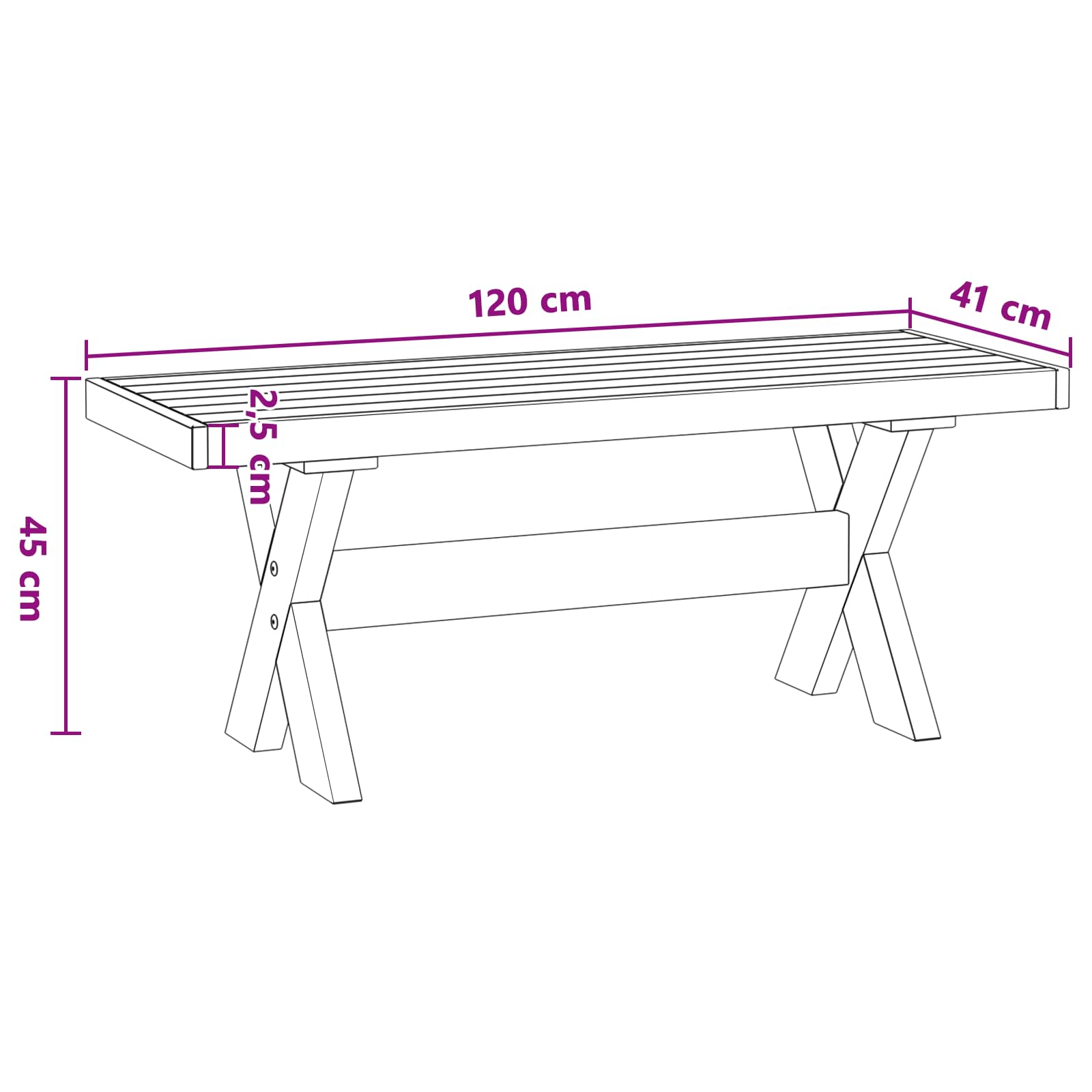 Esstischbank NOAIN 180 x 41 x 45 cm Massives Kiefernholz