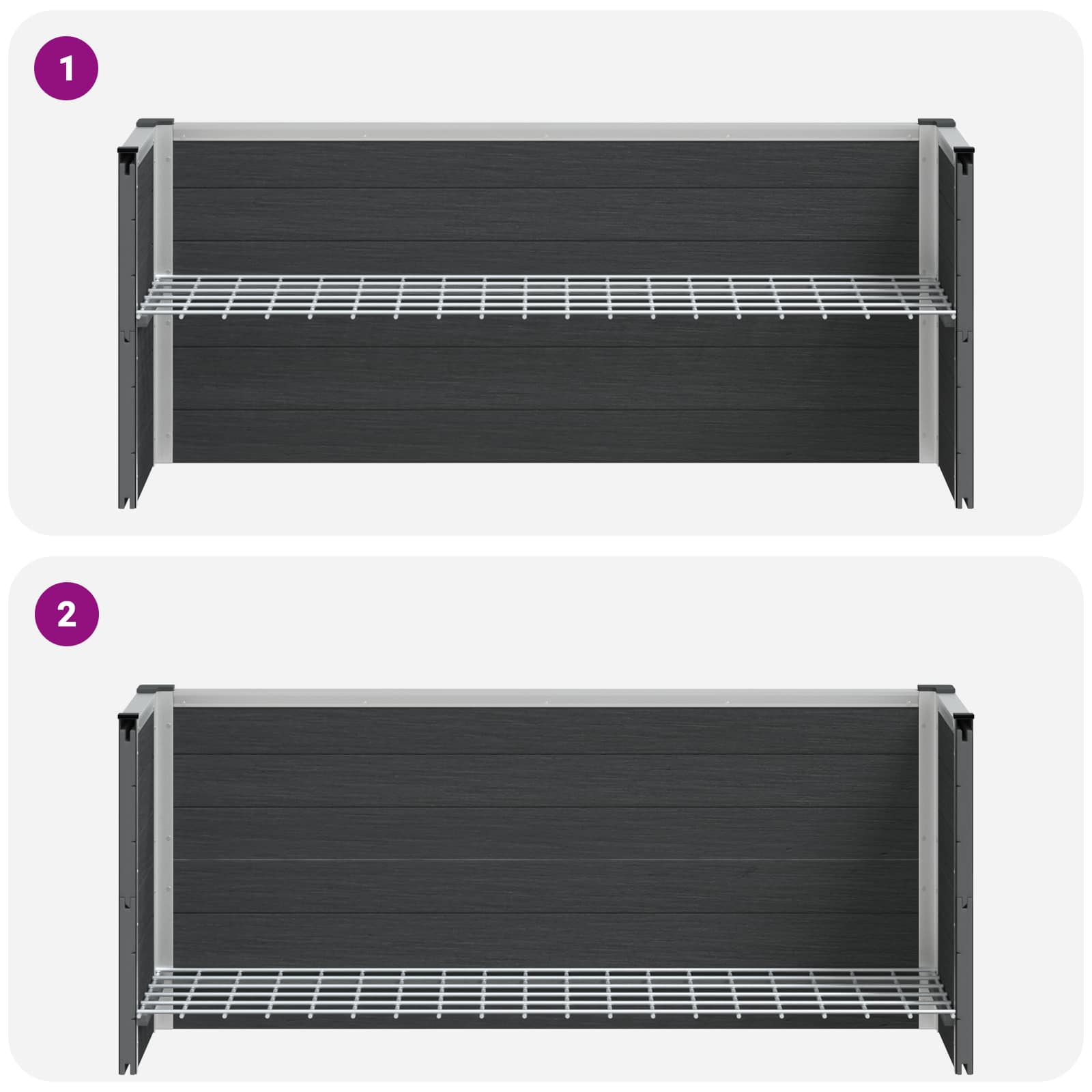 Hochbeet Grau 50 x 30 x 22 cm WPC und Aluminium