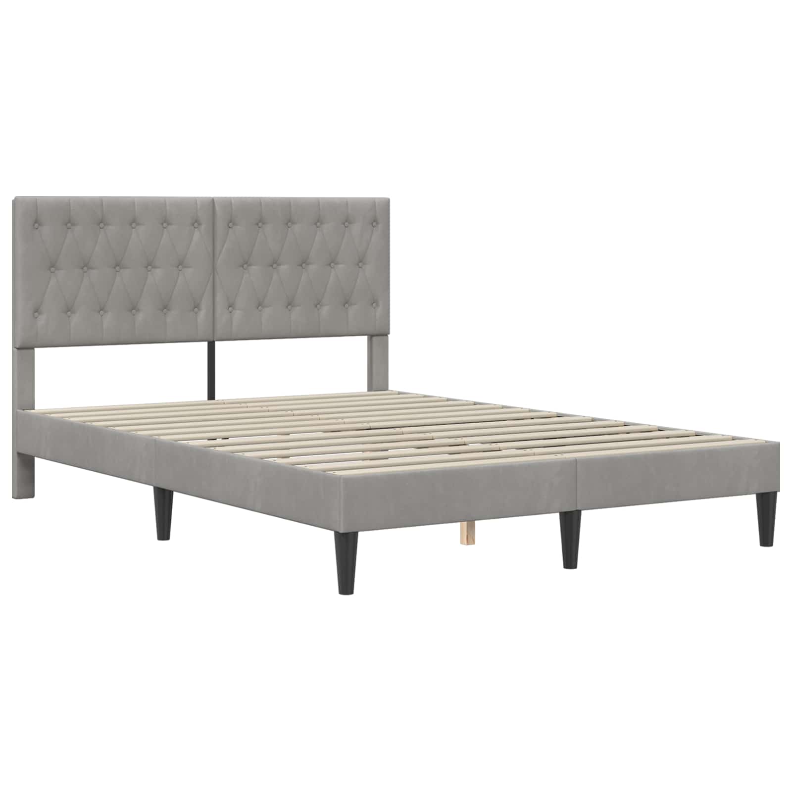 Bettgestell mit Matratze mit Kopfteil Hellgrau 80 x 200 cm Samt