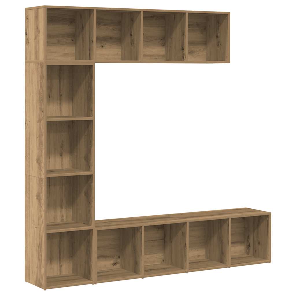 3-tlg. Bücher-/TV-Schrank Set Weiß 180×30×180 cm