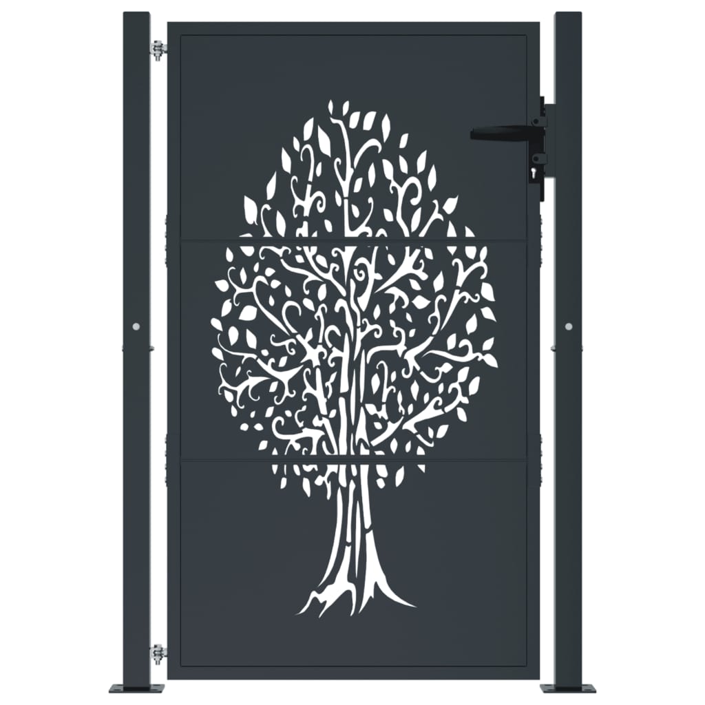 Gartentor Anthrazit 100x75 cm Stahl Baum-Design
