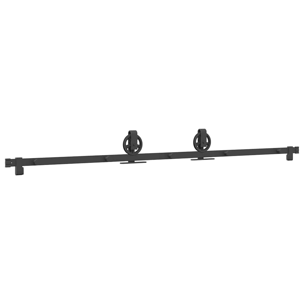 Schiebetürbeschlag-Set 183 cm Stahl Schwarz