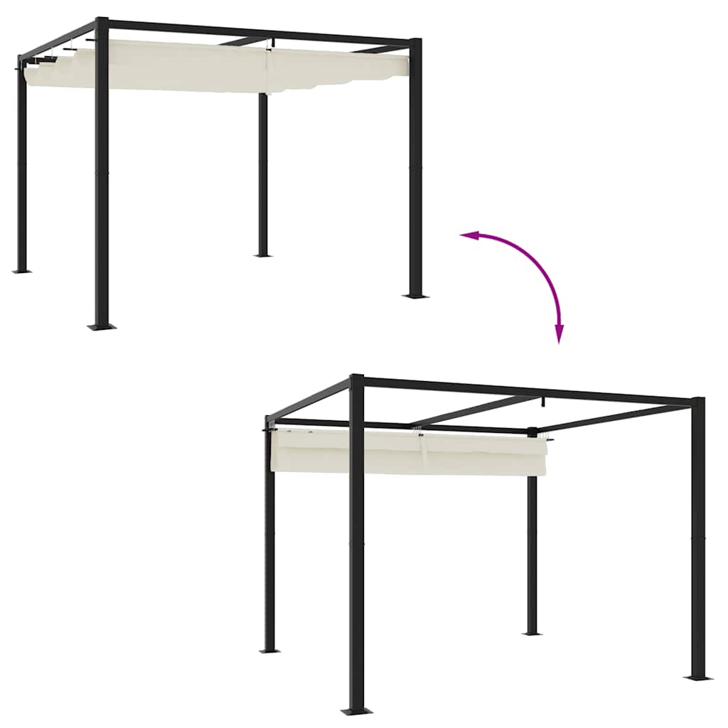 Pavillon mit Netzwände Creme 3x3 m Stahl