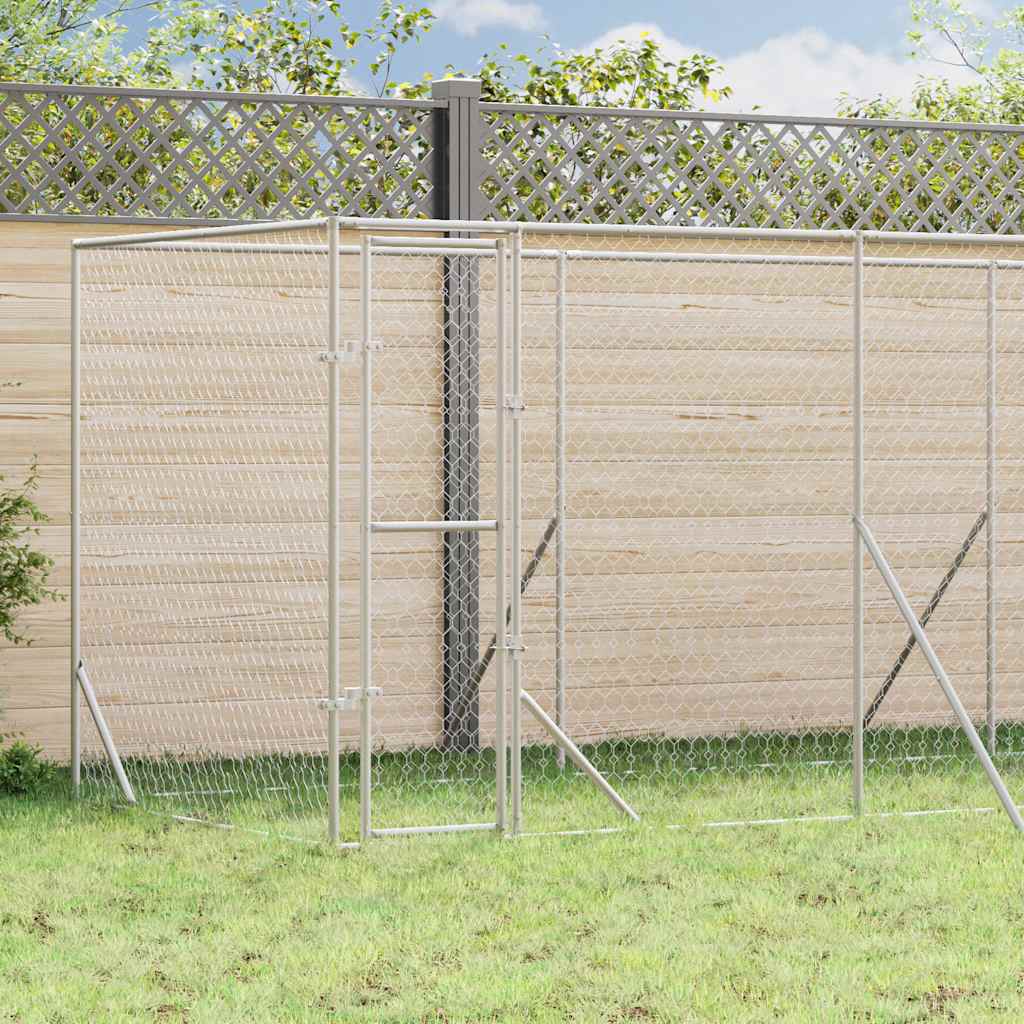 Outdoor-Hundezwinger Silbern 2x2x2 m Verzinkter Stahl