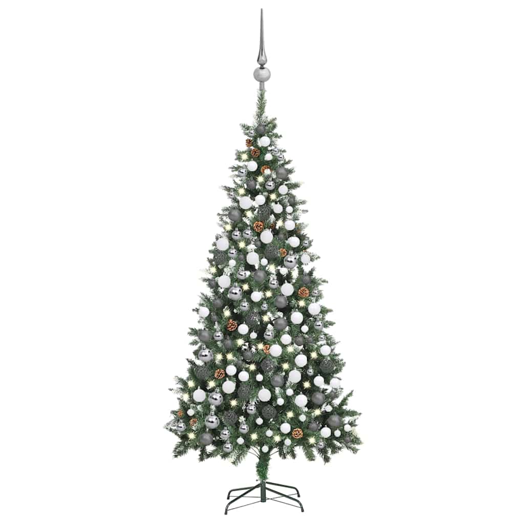 Künstlicher Weihnachtsbaum mit Beleuchtung & Kugeln Grün 180 cm