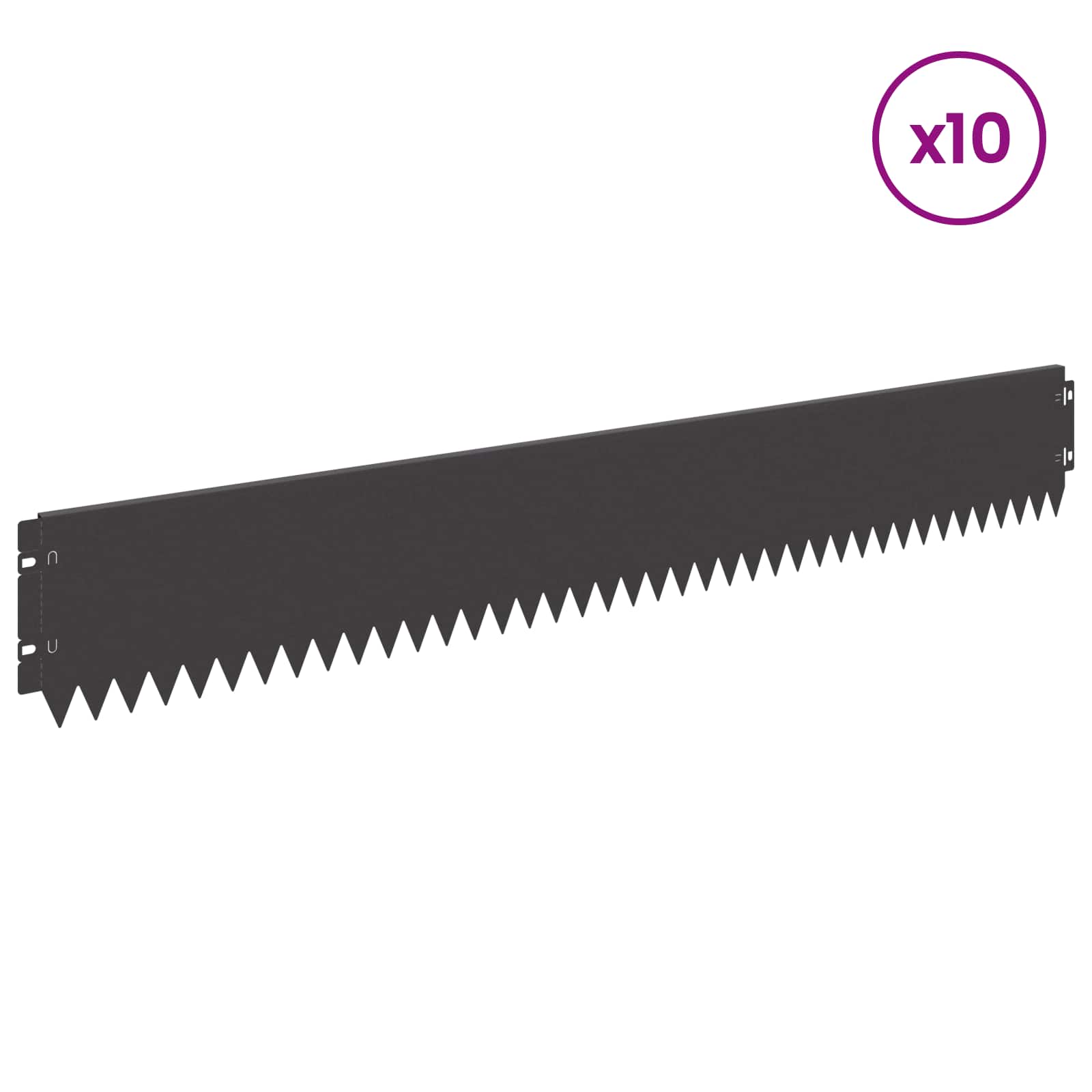 Raseneinfassung 10 pcs 103 x 10 cm Stahl Schwarz