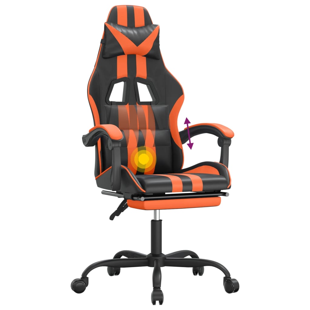Gaming-Stuhl Drehbar Schwarz und Blau Kunstleder