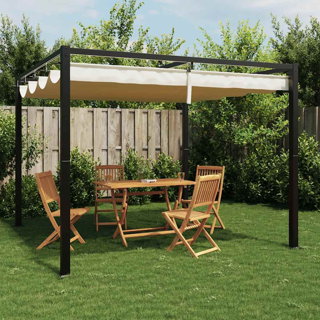 Pavillon mit Netzwände Creme 3x3 m Stahl