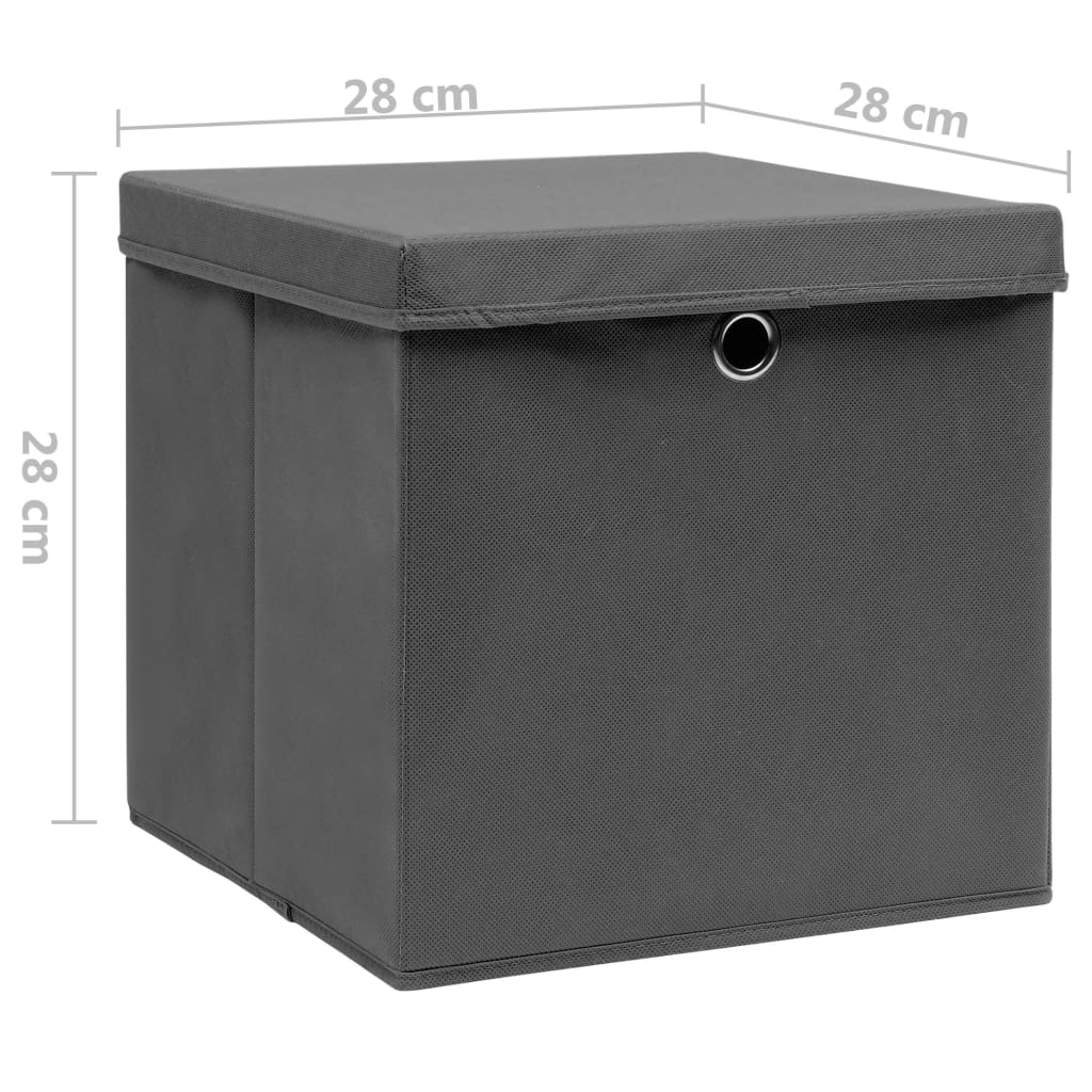 Aufbewahrungsboxen mit Deckeln 10 Stk. 28x28x28 cm Schwarz