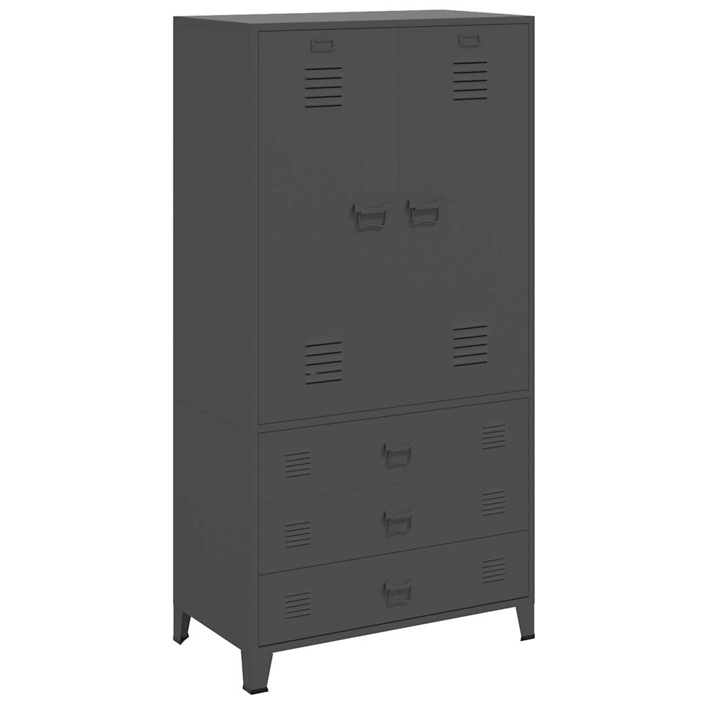 Industrial Kleiderschrank Schwarz 90x50x180 cm Metall