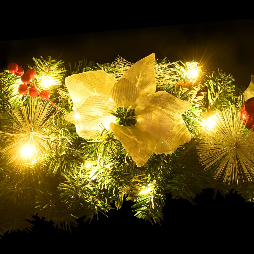 Weihnachts-Türbogen mit LED-Lichtern Schwarz 90 cm PVC