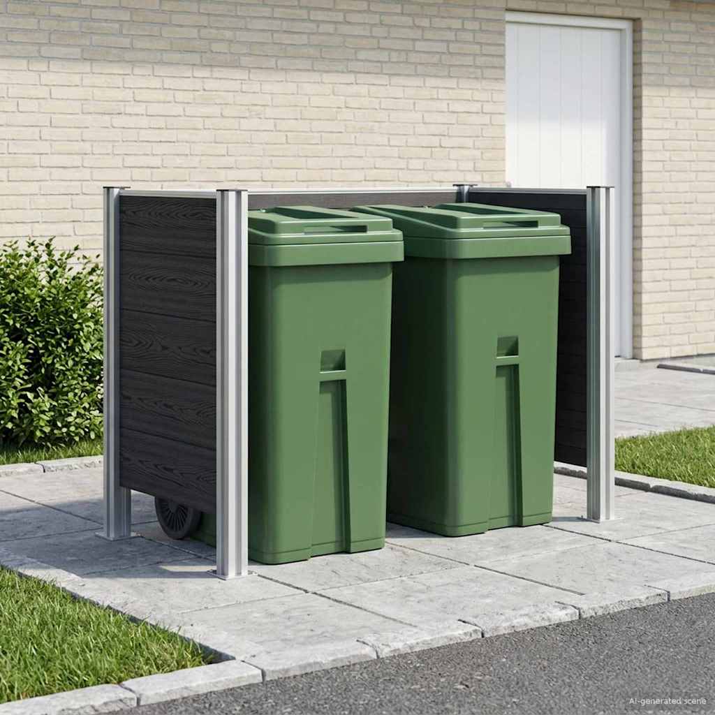 Mülltonnenzaun Braun 161 x 85 x 115 cm Aluminium und WPC