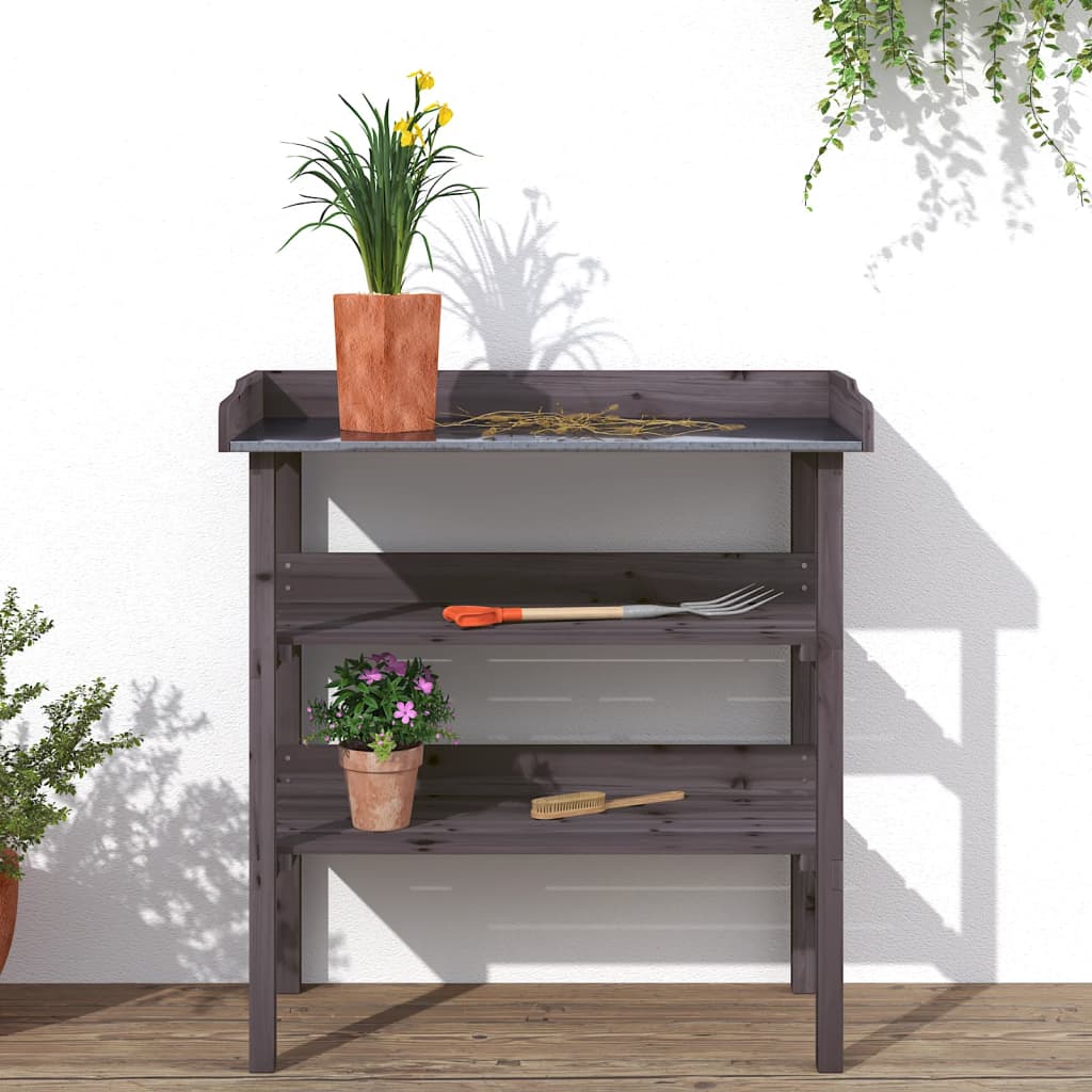 Pflanztisch mit Ablagen 78x38x82,5 cm Massivholz Tanne