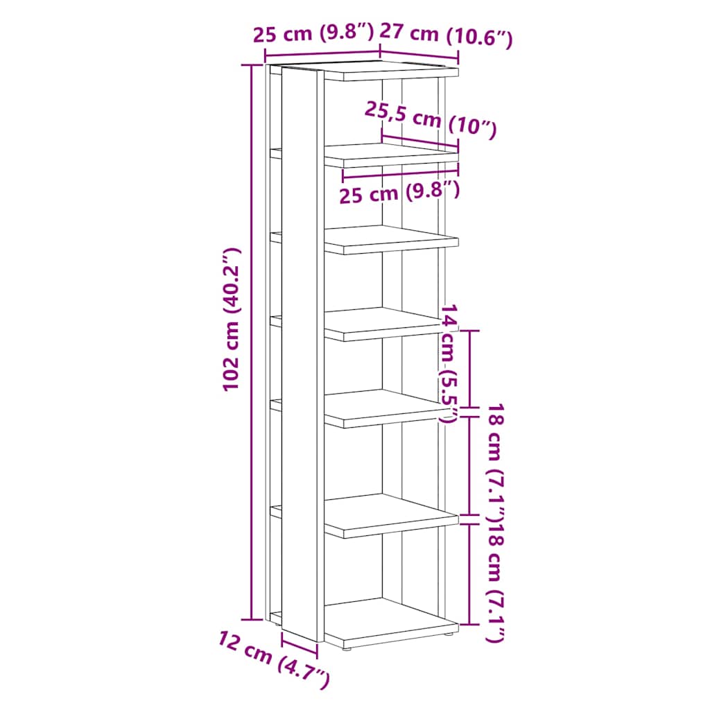 Schuhschrank Weiß 27,5x27x102 cm Holzwerkstoff